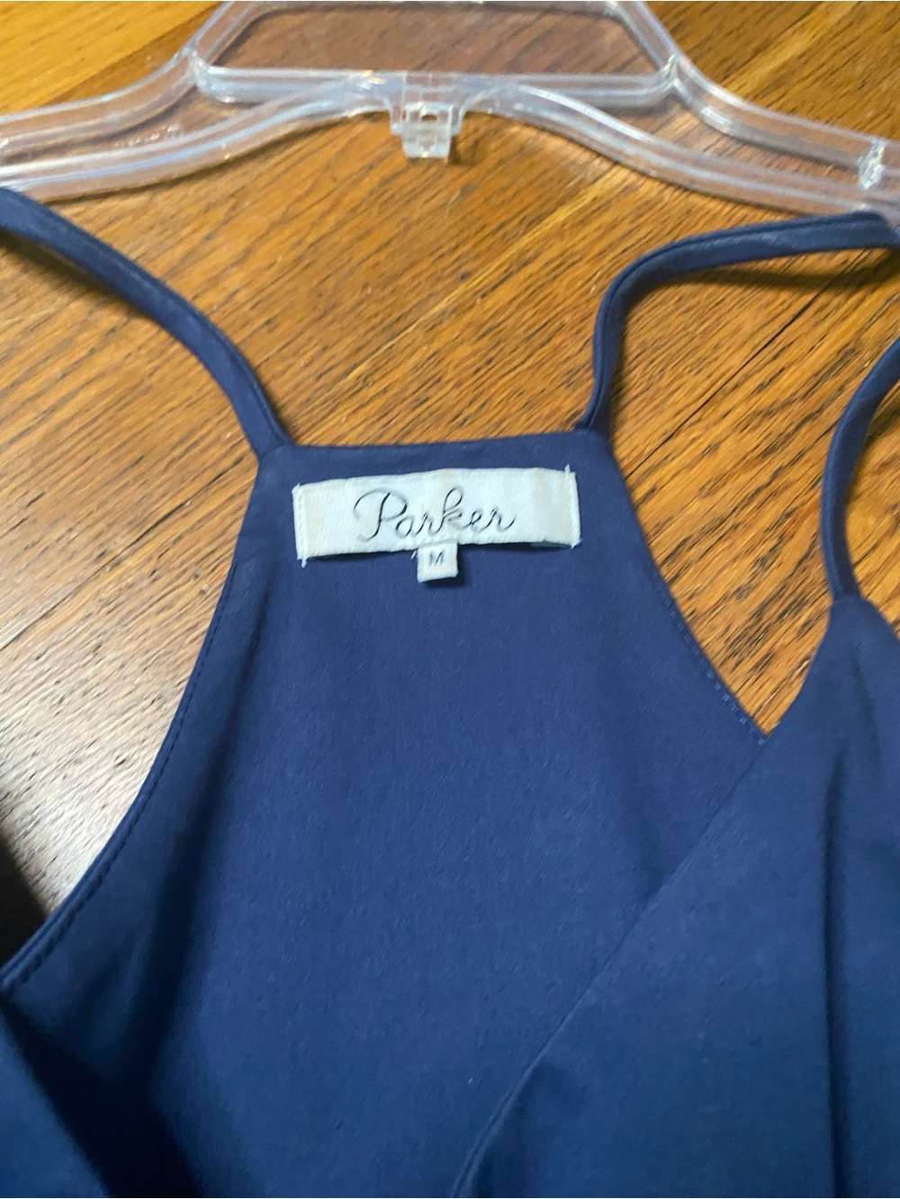 Parker Navy Pleated Mini Dress Size M Spaghetti Strap Date Night - Picture 6 of 10